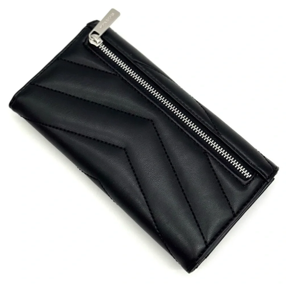 Michael Kors Large Quilted Trifold Wallet Black/Silver